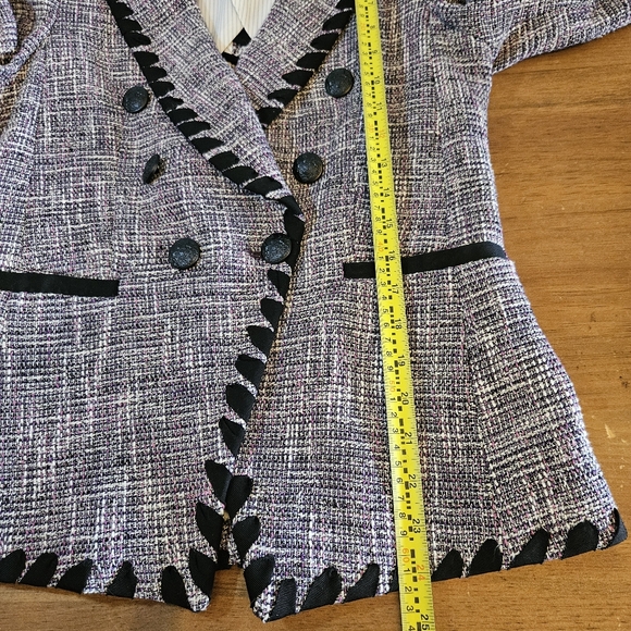 Veronica Beard Octavia Tweed Ribbon Edge Dickey Jacket Purple Black &Blazer Sz 4 - Picture 7 of 12